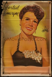 8t0120 LIBERTAD LAMARQUE Argentinean 1940s wonderful art of pretty Argentine actress, rare!