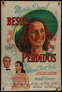 8t0126 LOST KISSES Argentinean 1945 great art of pretty Maria Duval wearing hat, ultra rare!