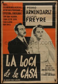 8t0128 MADCAP OF THE HOUSE Argentinean 1950 art of Pedro Armendariz & bride Susana Freyre, rare!