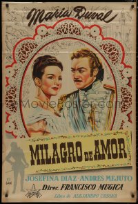8t0131 MILAGRO DE AMOR Argentinean 1946 Paciarotti art of Maria Duval & uniformed man, ultra rare!