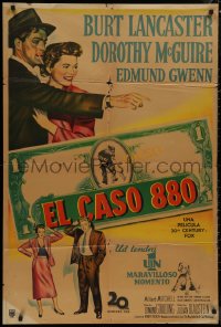 8t0133 MISTER 880 Argentinean 1950 art of Burt Lancaster, Dorothy McGuire & counterfeit money, rare!
