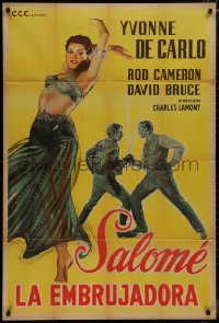 8t0141 SALOME WHERE SHE DANCED Argentinean R1950s full-length art of sexy Yvonne De Carlo, rare!