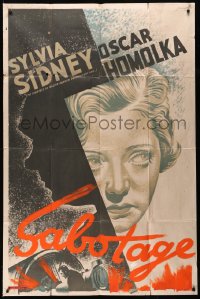8t0177 SABOTAGE INCOMPLETE English 3sh 1936 Stone art of Sylvia Sidney, early Alfred Hitchcock, rare!