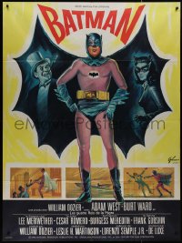 8t0750 BATMAN French 1p 1966 DC Comics, Boris Grinsson art of Adam West w/Penguin & Catwoman!