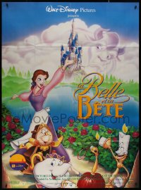 8t0753 BEAUTY & THE BEAST French 1p 1992 Walt Disney cartoon classic, cool art of top cast!