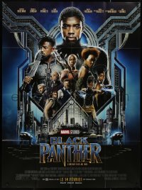 8t0763 BLACK PANTHER advance French 1p 2018 Chadwick Boseman in the title role as T'Challa + cast!