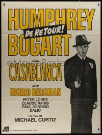 8t0791 CASABLANCA French 1p R1970s full-length Humphrey Bogart with gun, Michael Curtiz classic!