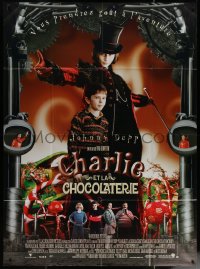8t0798 CHARLIE & THE CHOCOLATE FACTORY French 1p 2005 Tim Burton, Johnny Depp as Willy Wonka!