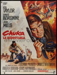 8t0802 CHUKA French 1p 1967 different art of Rod Taylor, Borgnine & Native Americans by Grinsson!