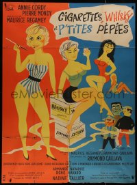 8t0803 CIGARETTES, WHISKEY & WILD WOMEN French 1p 1959 Le Breton cartoon art of sexy girls & thugs!