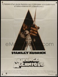 8t0807 CLOCKWORK ORANGE French 1p R1970s Stanley Kubrick classic, Castle art of Malcolm McDowell!