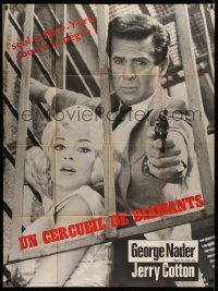8t0835 DEATH & DIAMONDS French 1p 1968 different c/u of George Nader with gun & sexy blonde!