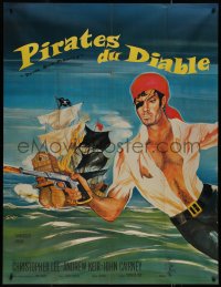 8t0841 DEVIL-SHIP PIRATES French 1p 1965 Hammer, crew of cutthroats, cool different art by Siry!