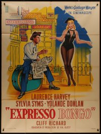 8t0872 EXPRESSO BONGO French 1p 1961 Soubie art of Laurence Harvey & Sylvia Syms, Val Guest, rare!