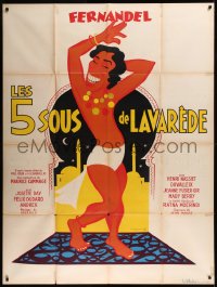 8t0881 FIVE CENTS OF LAVAREDE French 1p R1950s wacky art of near-naked Fernandel dancing in Arabia!