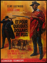 8t0884 FOR A FEW DOLLARS MORE French 1p R1970s Leone, Jean Mascii art of Clint Eastwood & Van Cleef