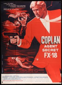 8t0897 FX 18 SECRET AGENT French 1p 1964 French spy movie starring Ken Clark, cool Xarrie art, rare!