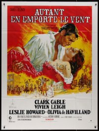 8t0908 GONE WITH THE WIND French 1p R1989 Terpning art of Gable carrying Leigh over burning Atlanta!