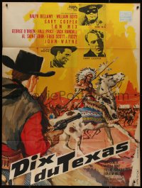 8t0957 I 10 DEL TEXAS French 1p 1964 Tom Mix, Gary Cooper, John Wayne, Tealdi western art, rare!