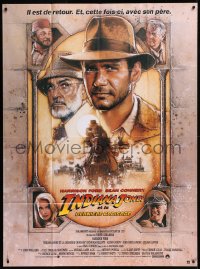 8t0967 INDIANA JONES & THE LAST CRUSADE French 1p 1989 art of Ford & Connery by Drew Struzan!