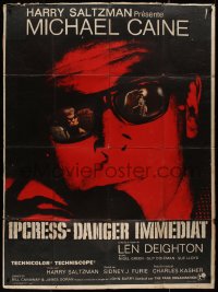 8t0974 IPCRESS FILE French 1p 1965 Michael Caine close up on telephone with reflection in glasses!
