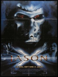 8t0982 JASON X French 1p 2002 art of Kane Hodder as Uber-Jason Voorhees, evil gets an upgrade!