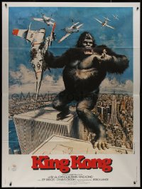 8t0995 KING KONG style A French 1p 1976 John Berkey art of BIG Ape standing on the Twin Towers!
