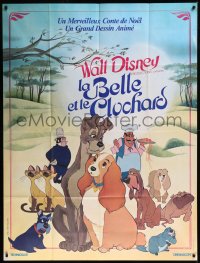8t1000 LADY & THE TRAMP French 1p R1970s Disney classic dog cartoon, great cast portrait!