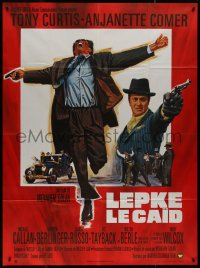 8t1009 LEPKE French 1p 1975 great art of Tony Curtis as infamous Murder Inc gangster with gun!