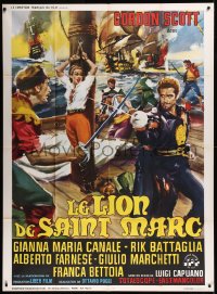 8t1016 LION OF SAINT MARK French 1p 1963 art of Gordon Scott & Gianna-Maria Canale on pirate ship!