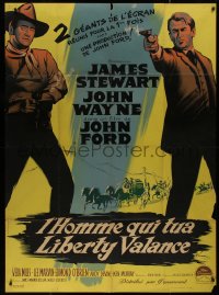 8t1030 MAN WHO SHOT LIBERTY VALANCE French 1p 1962 Grinsson art of John Wayne & James Stewart, Ford!