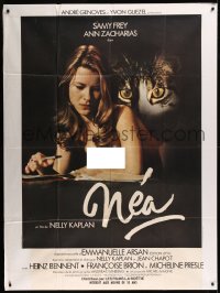 8t1056 NEA French 1p 1976 sexy naked teenage writer Ann Zacharias with cat over her shoulder, rare!