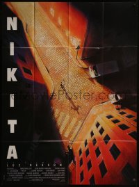 8t1067 NIKITA French 1p 1990 Luc Besson, overhead art of Anne Parillaud in alley, La Femme Nikita!