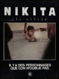 8t1068 NIKITA awards style French 1p 1990 Luc Besson, Anne Parillaud with gun on floor, very rare!