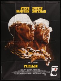 8t1085 PAPILLON French 1p R1970s great art of prisoners Steve McQueen & Dustin Hoffman by Tom Jung!