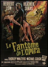 8t1092 PHANTOM OF THE OPERA French 1p 1962 Hammer horror, cool different art of Lom holding girl!