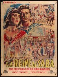 8t1113 QUEEN OF SHEBA French 1p 1953 great montage art of Leonora Ruffo in the title role, rare!