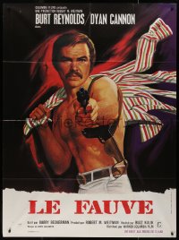 8t1153 SHAMUS French 1p 1973 different Jean Mascii art of Burt Reynolds pointing gun!