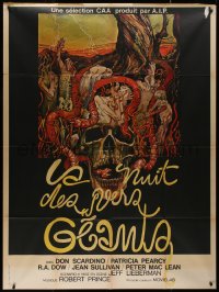 8t1174 SQUIRM French 1p 1977 gruesome Drew Struzan art, it was the night of the crawling terror!
