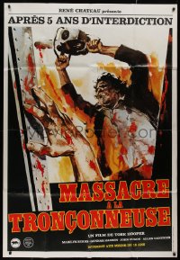 8t1189 TEXAS CHAINSAW MASSACRE French 1p 1982 Tobe Hooper classic slasher, different Leatherface art