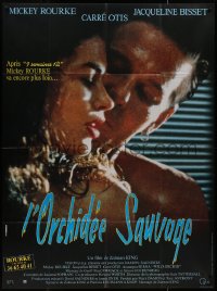 8t1231 WILD ORCHID French 1p 1990 super sexy close up of Mickey Rourke & Carre Otis!