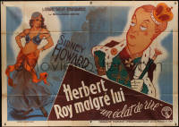 8t0662 IT'S A KING French 2p 1934 art of English Sydney Howard as King Albert + sexy woman, rare!