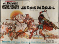 8t0650 KINGS OF THE SUN French 4p 1964 art of Yul Brynner fighting George Chakiris, very rare!