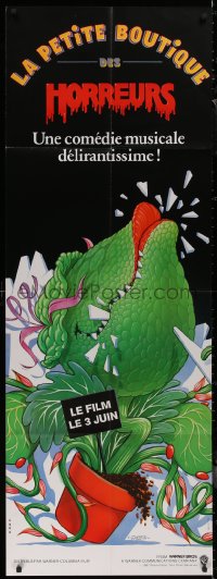 8t0698 LITTLE SHOP OF HORRORS French door panel 1986 great different art of Audrey the killer plant!