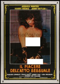 8t0426 BEVERLY HILLS EXPOSED Italian 1p 1987 close up of sexy near-naked woman in black lace!