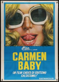 8t0439 CARMEN, BABY Italian 1p 1975 Radley Metzger, best super sexy close up art by Averado Ciriello!