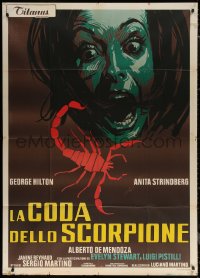 8t0440 CASE OF THE SCORPION'S TAIL Italian 1p 1971 wild artwork of terrified girl & scorpion!