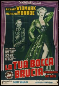8t0457 DON'T BOTHER TO KNOCK Italian 1p 1952 different art of sexy Marilyn Monroe & Widmark, rare!