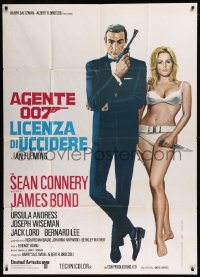 8t0461 DR. NO Italian 1p R1970s art of Sean Connery as James Bond & sexy Ursula Andress in bikini!
