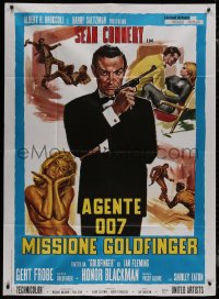 8t0486 GOLDFINGER Italian 1p R1970s art of Sean Connery as James Bond + sexy golden Shirley Eaton!